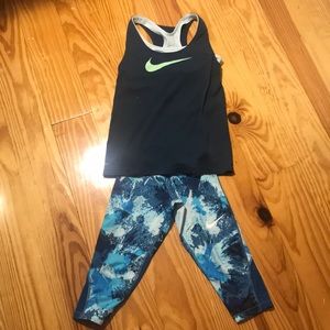 Nike girls combo of Capri, shorts, tank size 10